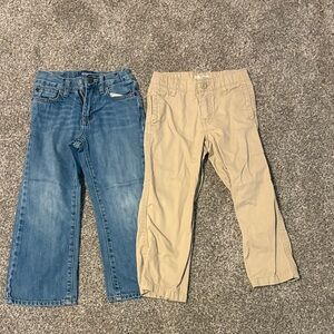 Old Navy Kids Blue Jeans and Tan Pants